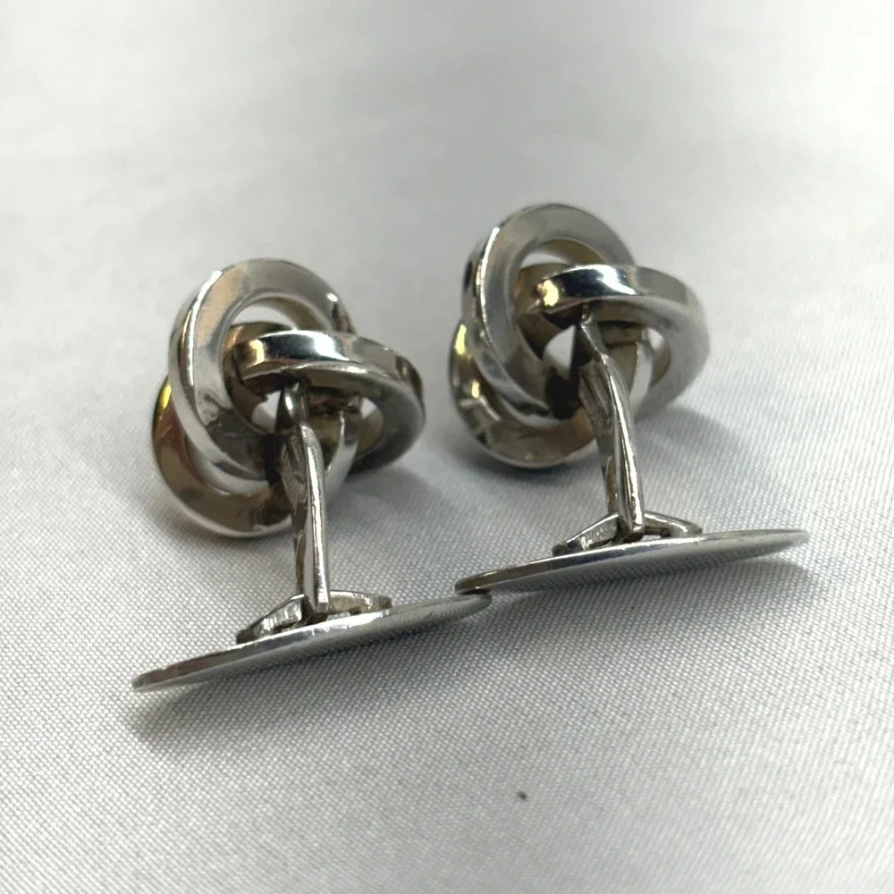 Aksel Rasmussen Kert Cufflinks Mens OS Silver Excellent Danish Modernist Knot